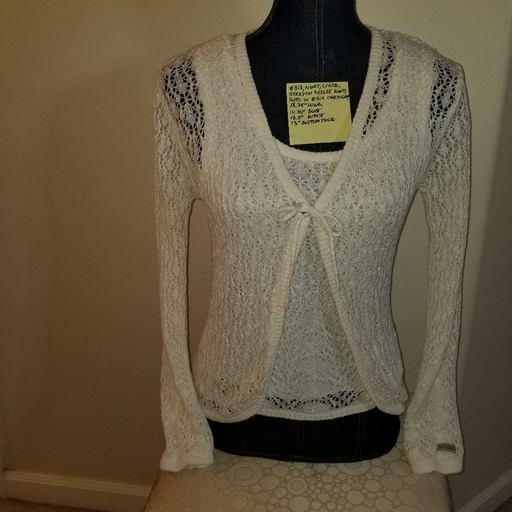 🌍#819 NWOT Columbia PS White Eyelet Cotton Cardigan - Picture 2 of 16